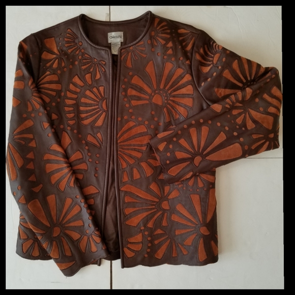 Chico's Brown Suede Leather Blazer S - Picture 5 of 10